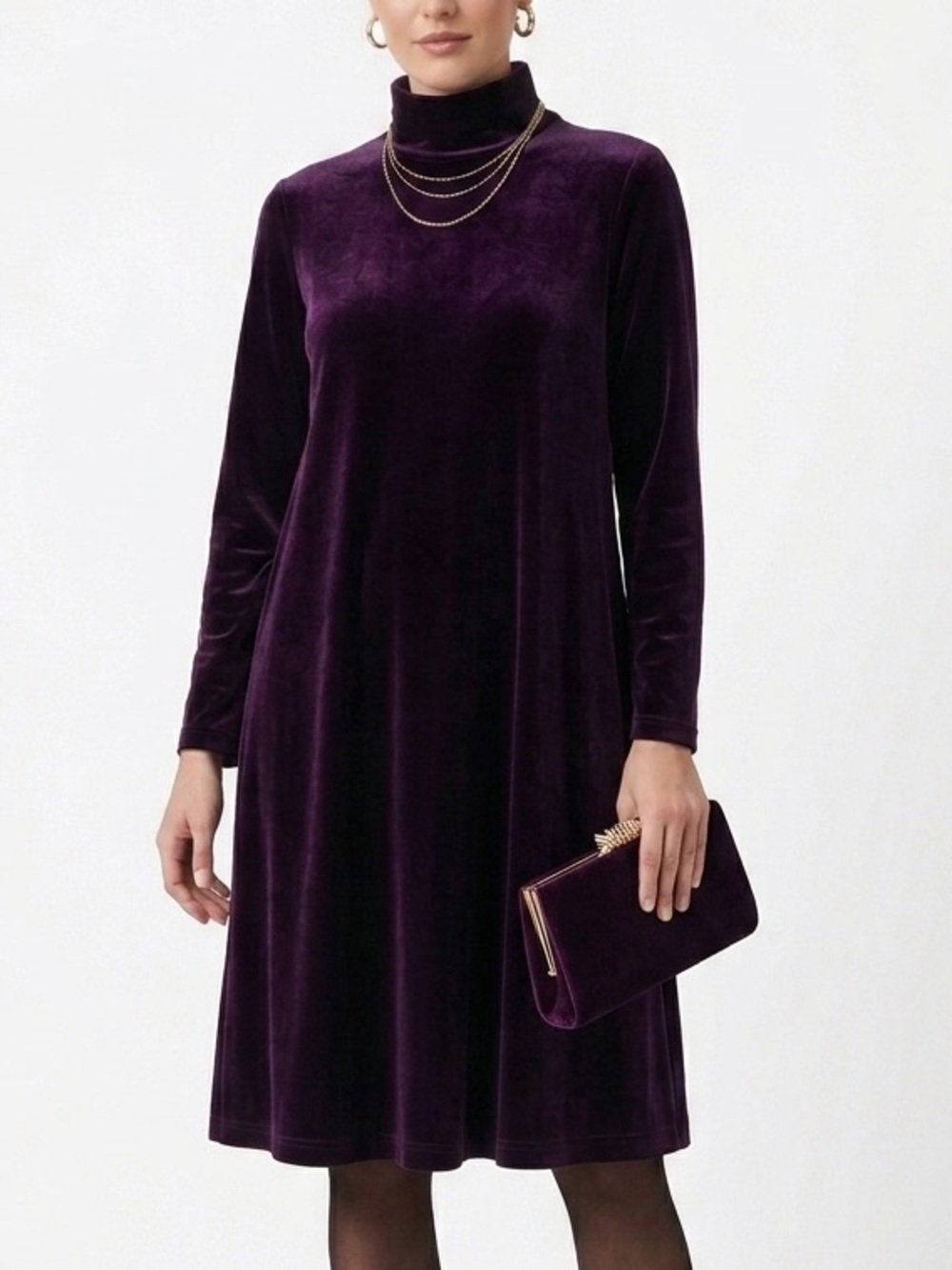 Vintage Betsy’s Things Plum Purple Velvet Mock Neck Dress Sz 16 (modern Sz 8/10)